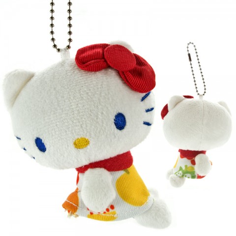 Sanrio Hello Kitty Nordic Apple Plush Doll Ball Chain - Red [Boneka]