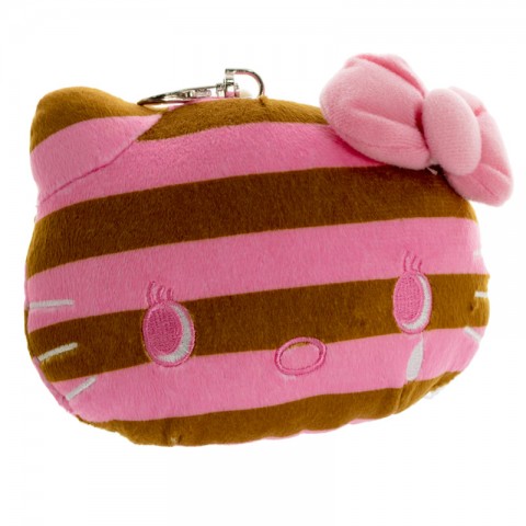 Sanrio Hello Kitty Stripe Series Reel Plush Doll Pass Case (Brown)