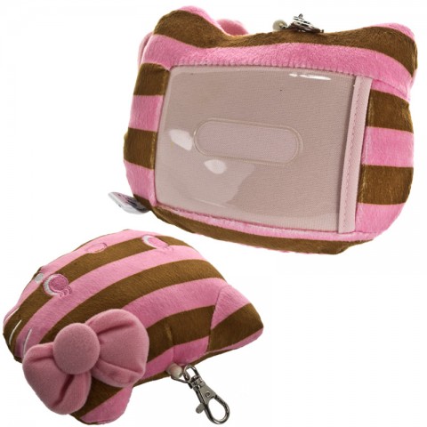 Sanrio Hello Kitty Stripe Series Reel Plush Doll Pass Case (Brown)