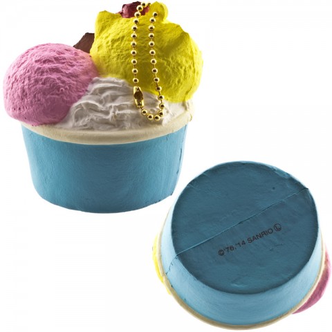 Gantungan Kunci Hello Kitty Squishy seri Lovely Sweets - Es Krim Cup Lemon