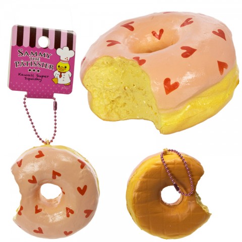 Gantungan Kunci Squishy Sammy The Patissier - Donut Bitten Peach