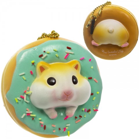 Gantungan Kunci Donut Golden Hamster Squishy seri Sweet Life - Coklat Mint Iced Plain
