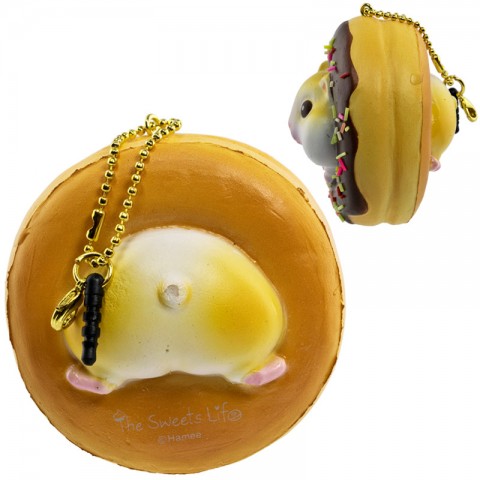 Gantungan Kunci Donut Golden Hamster Squishy seri Sweet Life - Coklat