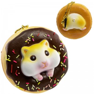 Gantungan Kunci Donut Golden Hamster Squishy seri Sweet Life - Coklat