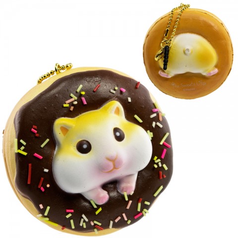Gantungan Kunci Donut Golden Hamster Squishy seri Sweet Life - Coklat