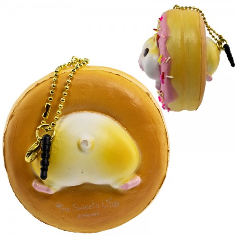 Gantungan Kunci Donut Golden Hamster Squishy seri Sweet Life - Stroberi