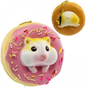 Gantungan Kunci Donut Golden Hamster Squishy seri Sweet Life - Stroberi