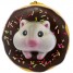 Gantungan Kunci Donut Pearl White Hamster Squishy seri Sweet Life - Coklat Iced Plain
