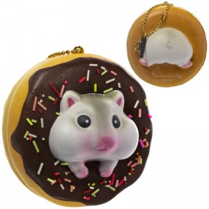 Gantungan Kunci Donut Pearl White Hamster Squishy seri Sweet Life - Coklat Iced Plain