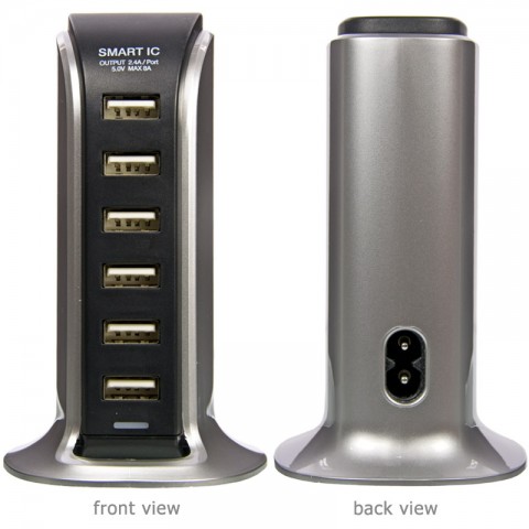 Hexa Charger USB 6 Ports 8A - Silver