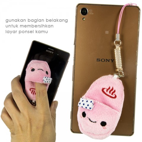 Gantungan HP Boneka Sendal - Onsen Manju Pink