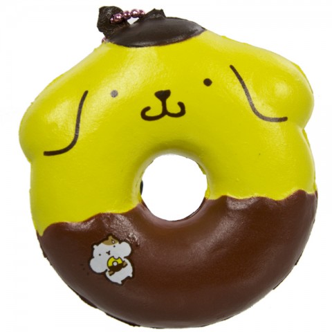 Gantungan Kunci Squishy Pompompurin Donut dengan Plugy - Coklat