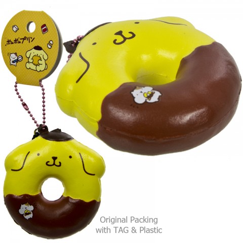 Gantungan Kunci Squishy Pompompurin Donut dengan Plugy - Coklat