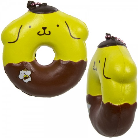 Gantungan Kunci Squishy Pompompurin Donut dengan Plugy - Coklat