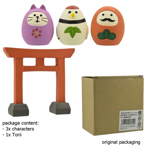 Pajangan DECOLE Concombre - Torii with Daruma and Friends