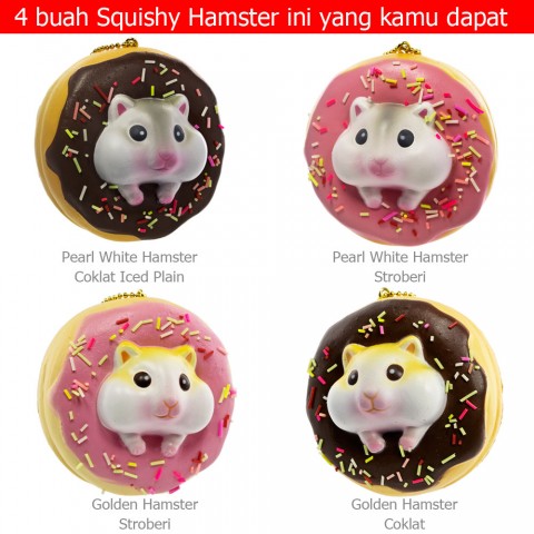 [SET] Gantungan Kunci Donut Golden Hamster Squishy seri Sweet Life - 4 buah