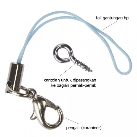Tali Gantungan HP Biru dengan Pengait plus Cantolan