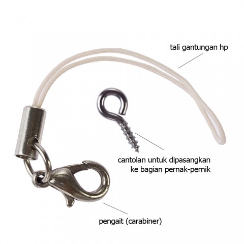 Tali Gantungan HP Pink Muda dengan Pengait plus Cantolan