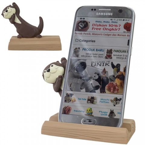 Dudukan HP DECOLE Kawauso Cafe - Berang-berang Coklat