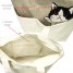 Tas Tote Bag Mini Canvas dengan Resleting - Kucing Hitam Putih