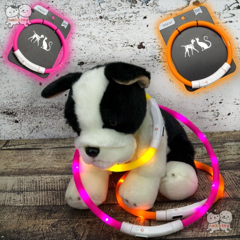 Kalung Anjing Kucing Silicone LED Yabeibi Biru -Large