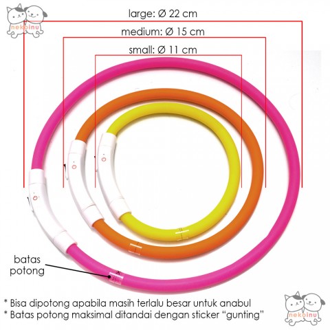 Kalung Anjing Kucing Silicone LED Yabeibi Biru -Large