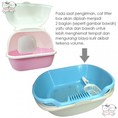 Cat Litter Box Tertutup dengan Akses Pintu Belakang - Pink