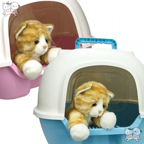 Cat Litter Box Tertutup dengan Akses Pintu Belakang - Pink