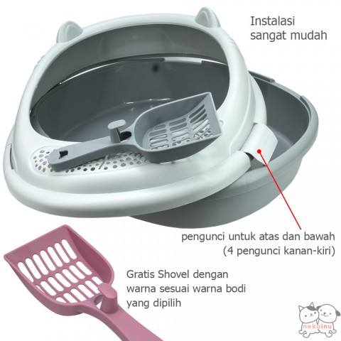 Cat Litter Box Tempat Pup Toilet Kucing LS224-S-Gray