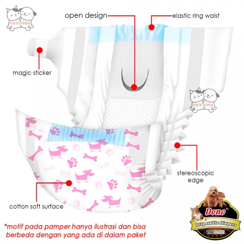 Diaper Disposable Anjing Betina DONO - S (16 pcs)