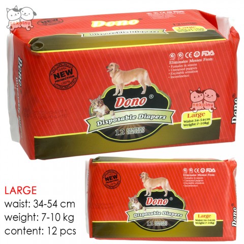 Diaper Disposable Anjing Betina DONO - L (12 pcs)