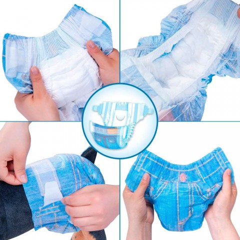 Diaper Disposable Anjing Betina DONO motif Jeans - XS (26 pcs)