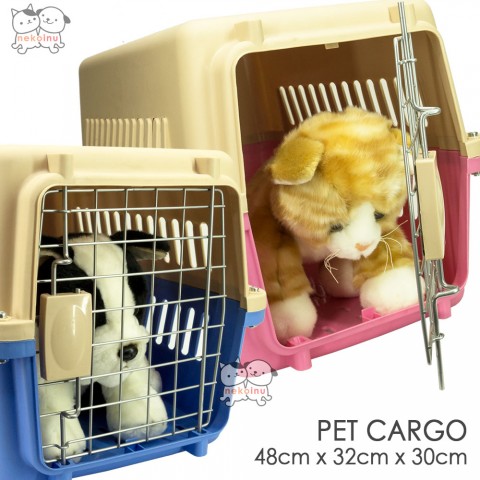 Pet Cargo Carrier Anjing Kucing - Small Biru