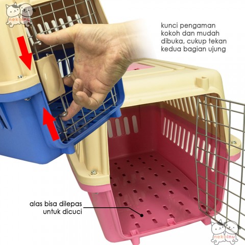 Pet Cargo Carrier Anjing Kucing - Small Biru