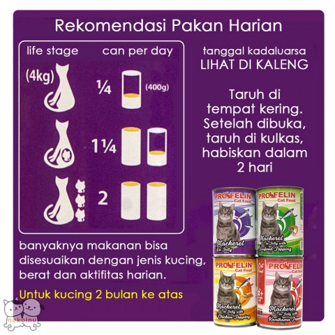 Profelin Makanan Kucing Basah Mackerel Red Meat in Jelly 400g - Crab Stick Topping