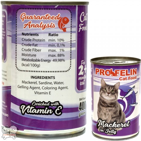 Profelin Makanan Kucing Basah Mackerel Red Meat in Jelly 400g  - Tanpa Topping