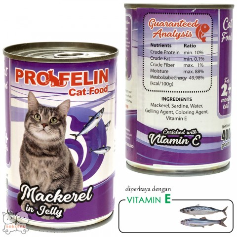 Profelin Makanan Kucing Basah Mackerel Red Meat in Jelly 400g  - Tanpa Topping