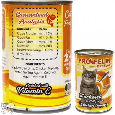 Profelin Makanan Kucing Basah Mackerel Red Meat in Jelly 400g - Chicken Topping