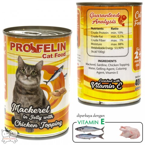 Profelin Makanan Kucing Basah Mackerel Red Meat in Jelly 400g - Chicken Topping