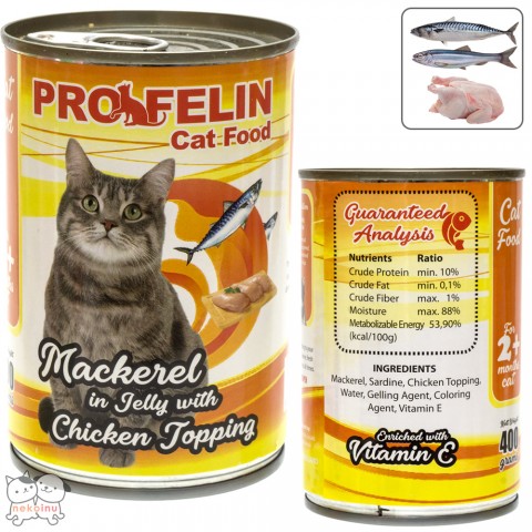 Profelin Makanan Kucing Basah Mackerel Red Meat in Jelly 400g - Chicken Topping