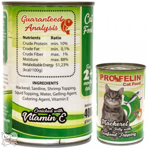 Profelin Makanan Kucing Basah Mackerel Red Meat in Jelly 400g - Seafood Topping