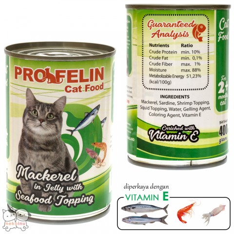Profelin Makanan Kucing Basah Mackerel Red Meat in Jelly 400g - Seafood Topping
