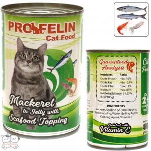 Profelin Makanan Kucing Basah Mackerel Red Meat in Jelly 400g - Seafood Topping