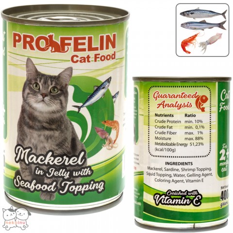 Profelin Makanan Kucing Basah Mackerel Red Meat in Jelly 400g - Seafood Topping