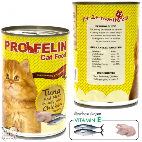 Profelin Makanan Kucing Basah Tuna Red Meat in Jelly 400g - Chicken Topping
