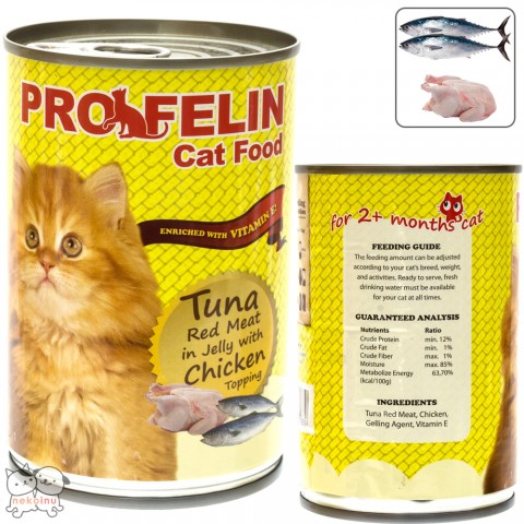 Profelin Makanan Kucing Basah Tuna Red Meat in Jelly 400g - Chicken Topping