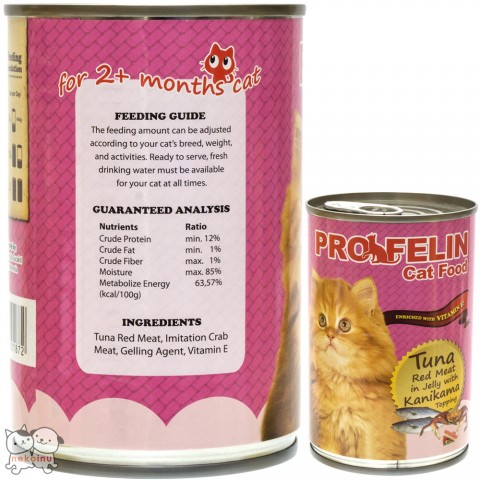Profelin Makanan Kucing Basah Tuna Red Meat in Jelly 400g - Crab Stick Topping