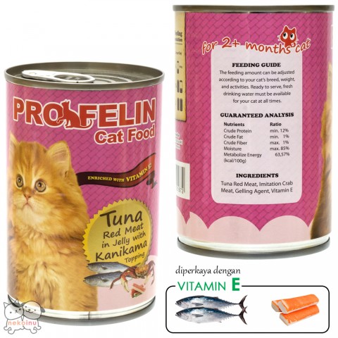 Profelin Makanan Kucing Basah Tuna Red Meat in Jelly 400g - Crab Stick Topping