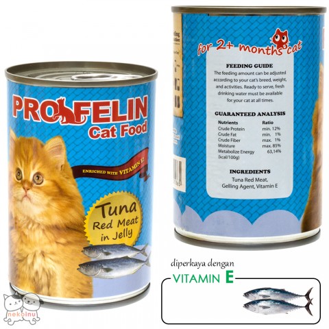 Profelin Makanan Kucing Basah Tuna Red Meat in Jelly 400g  - Tanpa Topping