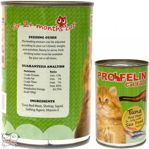 Profelin Makanan Kucing Basah Tuna Red Meat in Jelly 400g - Seafood Topping